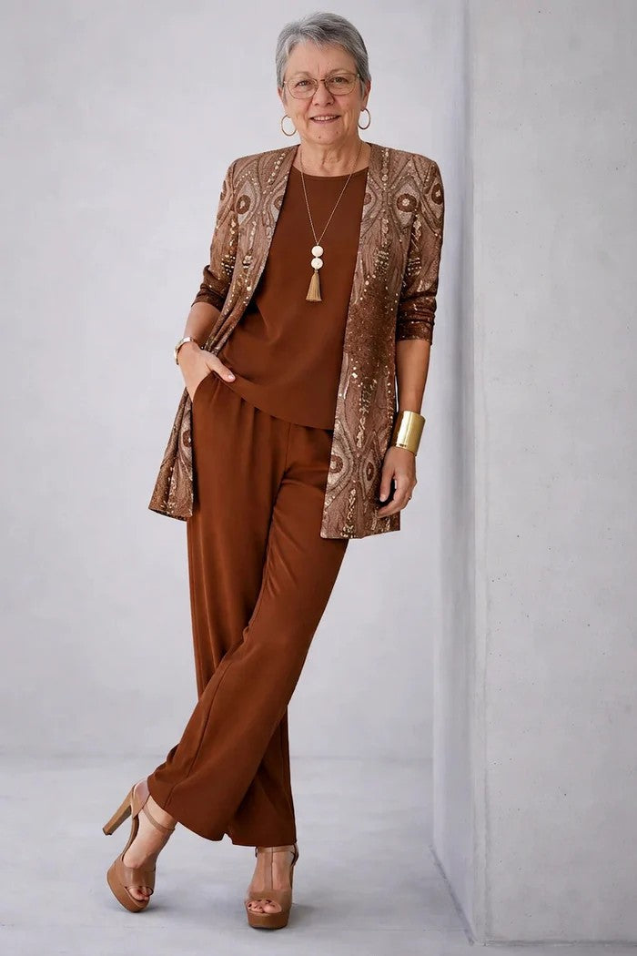 Iris Three Piece Resort Set in Green by Aurelia Sun