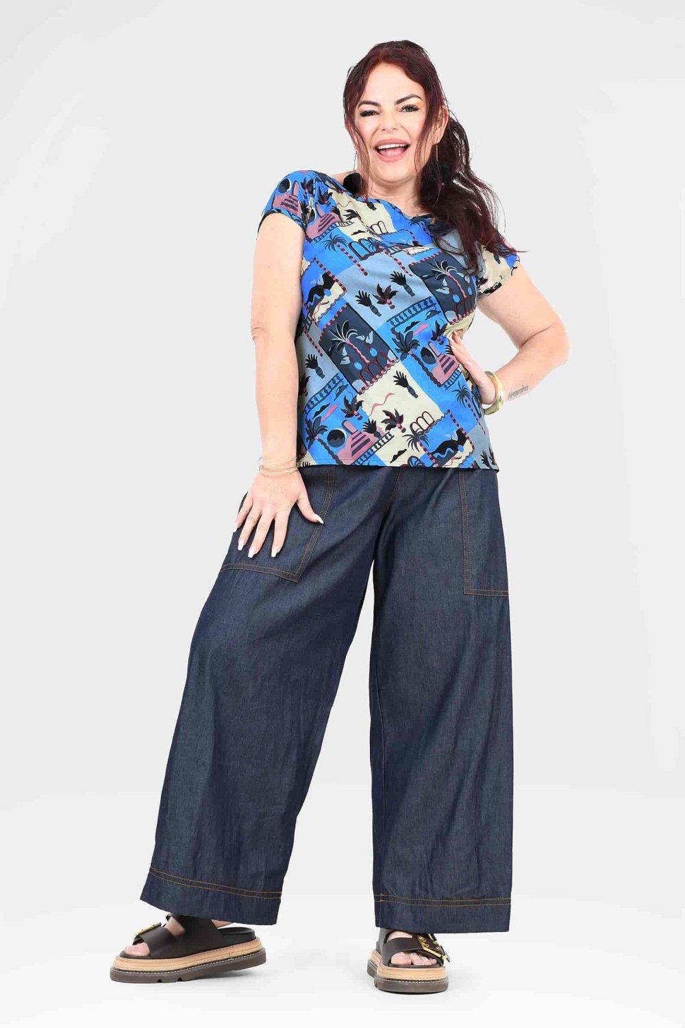 Gemma Soft Denim Straight Leg Pants - Aurelia Sun