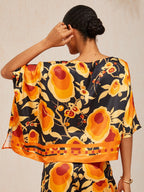 Golden Petal Satin Batwing Top by Aurelia Sun