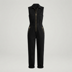 Sterre Zip Front Utility Jumpsuit in Black by Aurelia Sun