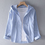 Nova Linen Hooded Top – Blue