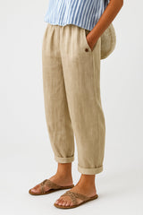 Hermione Linen Wide-Leg Tailored Pants