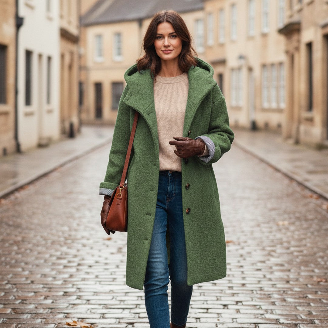Women's High-Collar Winter Coat – Green