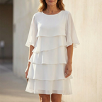 Florence Tiered Ruffle Midi Dress – White