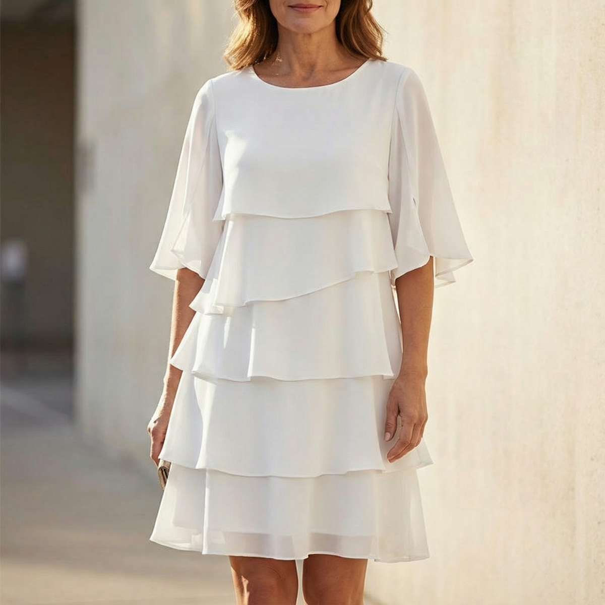 Florence Tiered Ruffle Midi Dress – White