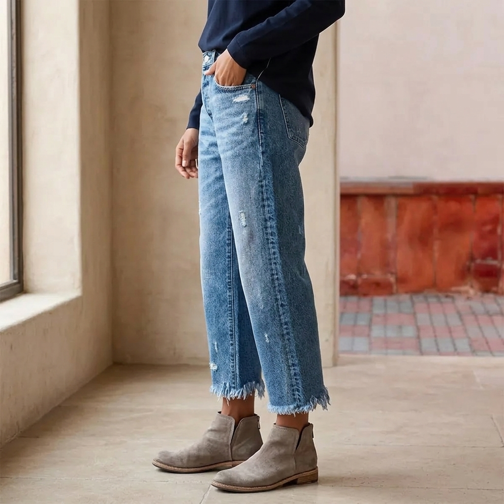 Capri Cropped Straight-Leg Jeans – Navy