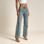 Women's Sparkle Straight-Leg Jeans – Blue