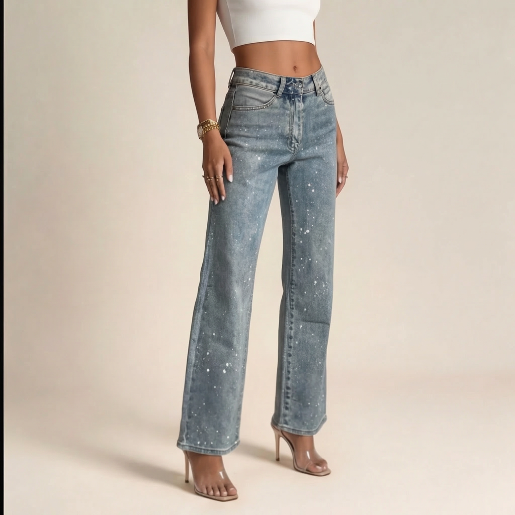 Women's Sparkle Straight-Leg Jeans – Blue