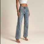 Women's Sparkle Straight-Leg Jeans – Blue