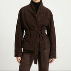 Marielle Suede Wrap Jacket in Brown by Aurelia Sun
