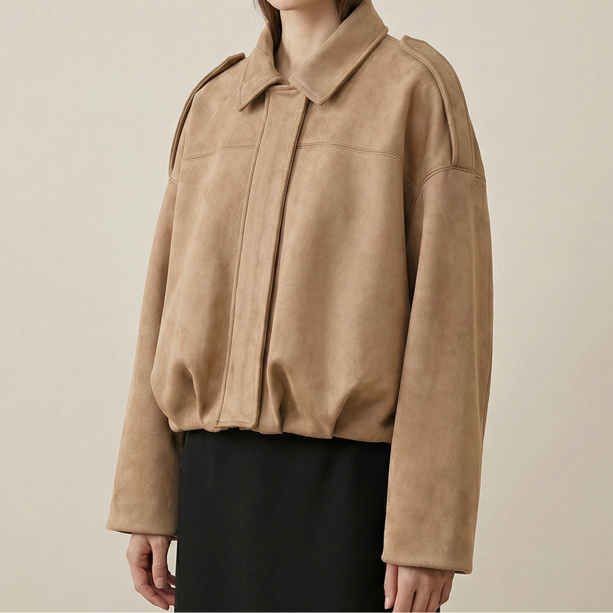 Romy Cropped Bomber Jacket in Khaki by Aurelia Sun