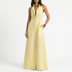 Aurélie Linen Button-Front Maxi Dress in Yellow by Aurelia Sun