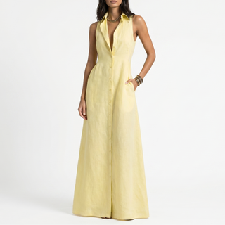 Aurélie Linen Button-Front Maxi Dress