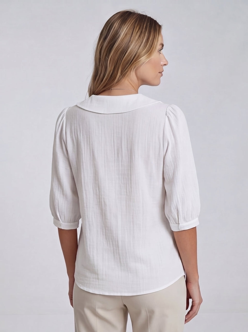 Women's Loose Short-Sleeve Blouse – White