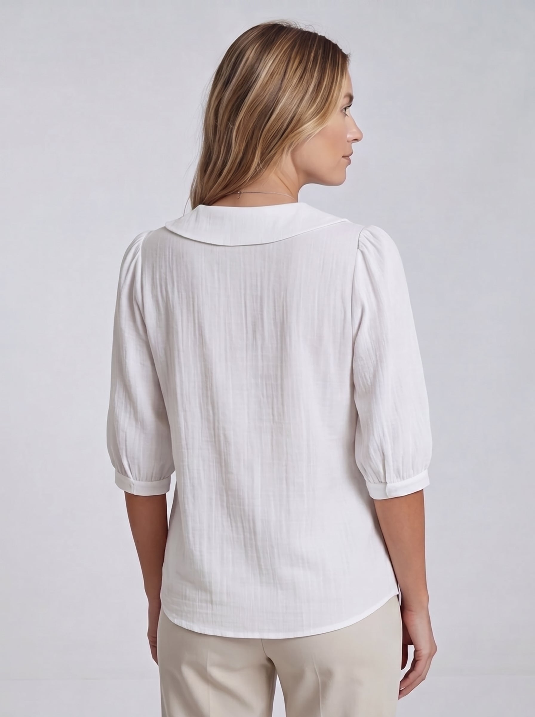 Women's Loose Short-Sleeve Blouse – White