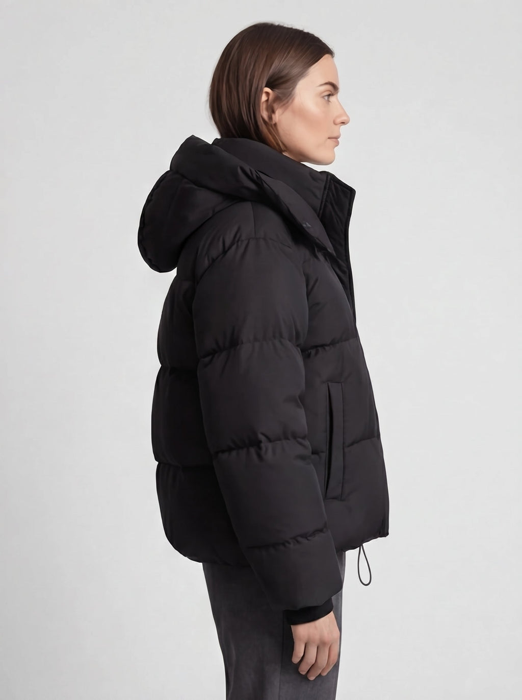 Women's Oversized Hooded Puffer Jacket – Black