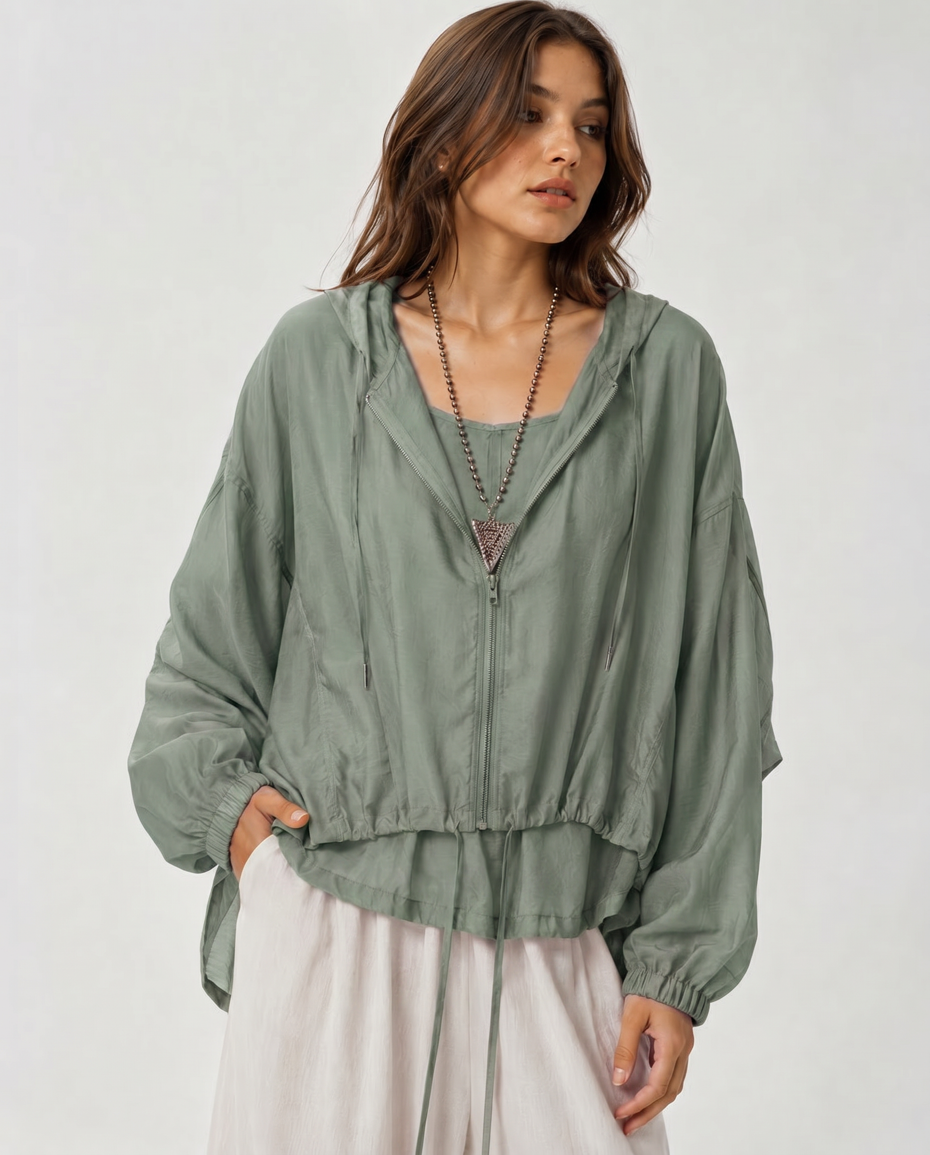 Aurelia Sun Breezy Hooded Zip Jacket – Green, AU 8