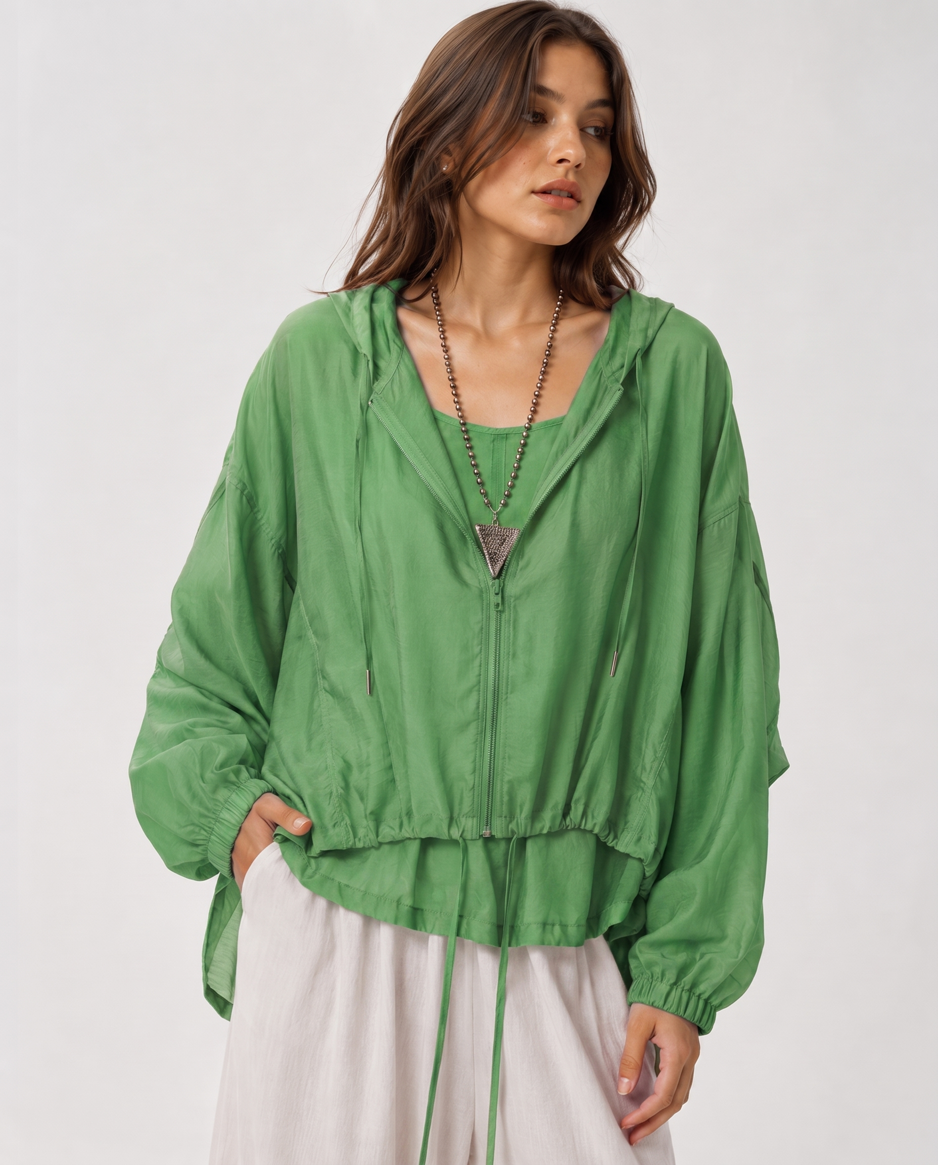 Aurelia Sun Breezy Hooded Zip Jacket – Grass Green, AU 8