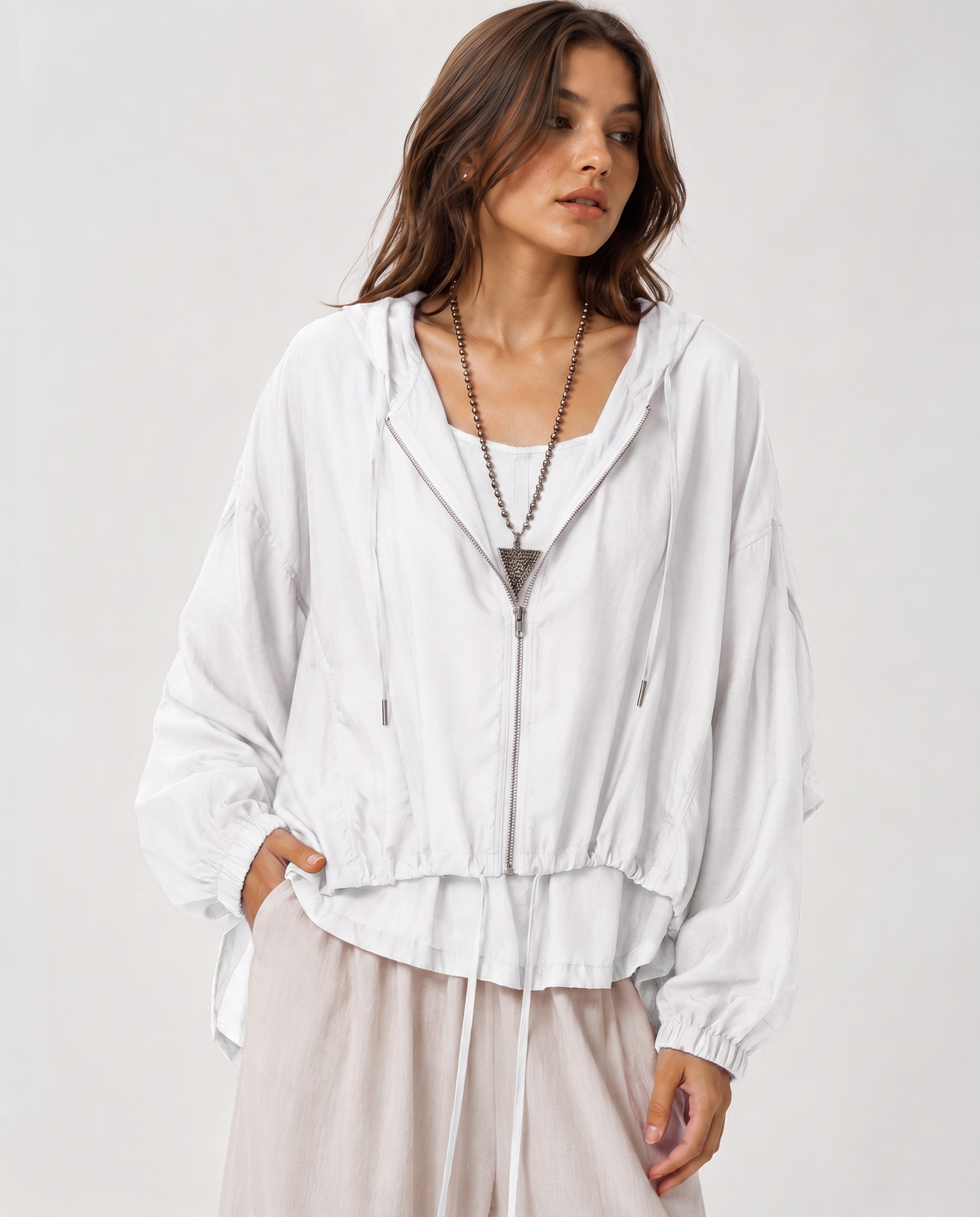 Aurelia Sun Breezy Hooded Zip Jacket – White, AU 8