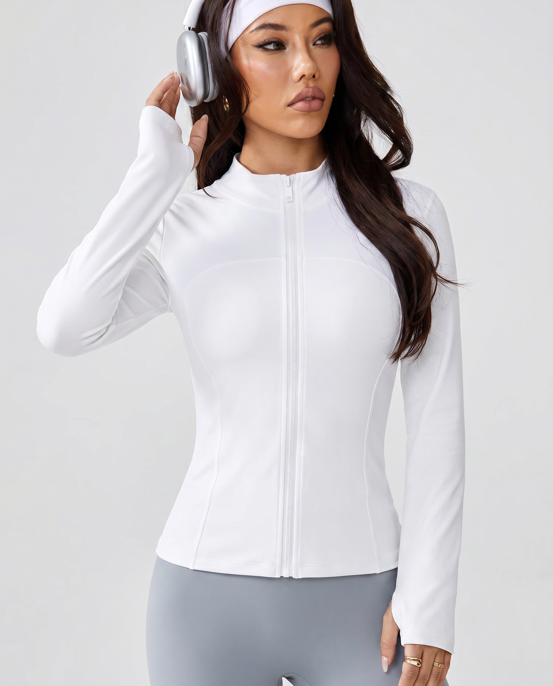 Aurelia Sun Stand Collar Sculpt Jacket – White, AU 8