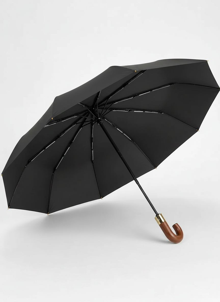 Aurelia Sun Curved Handle Sun Umbrella – Black