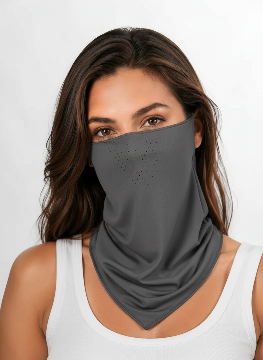 Aurelia Sun Ear Loop Face Veil – Dark Grey