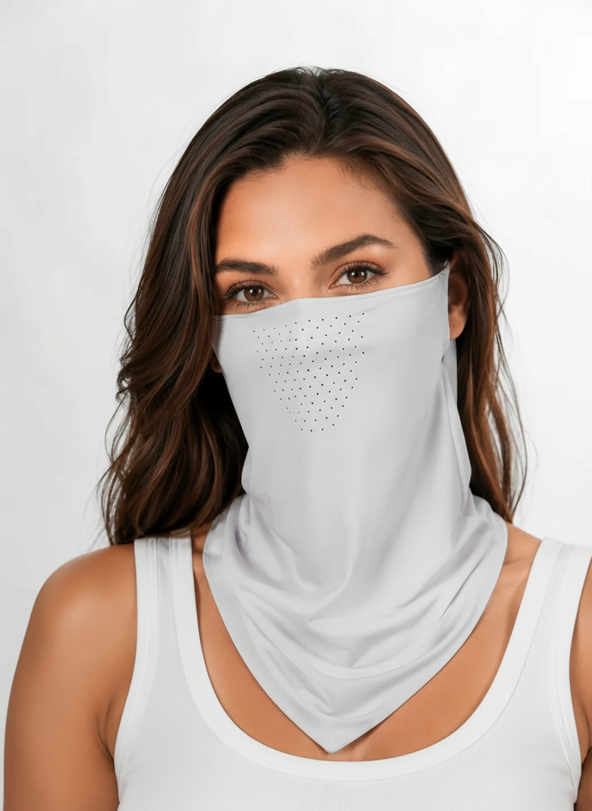 Aurelia Sun Ear Loop Face Veil – Light Grey