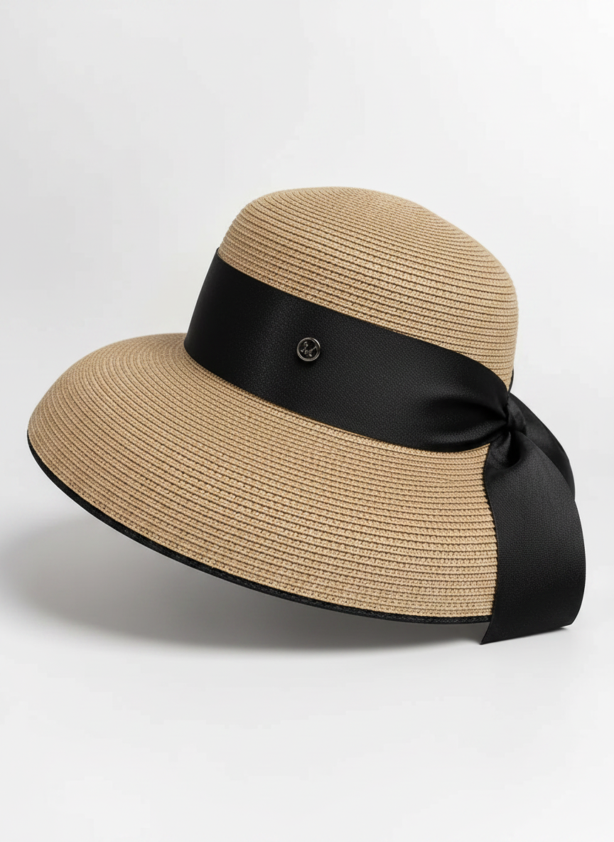 Aurelia Sun Hepburn Bow Sun Hat – Khaki, 56–58 cm