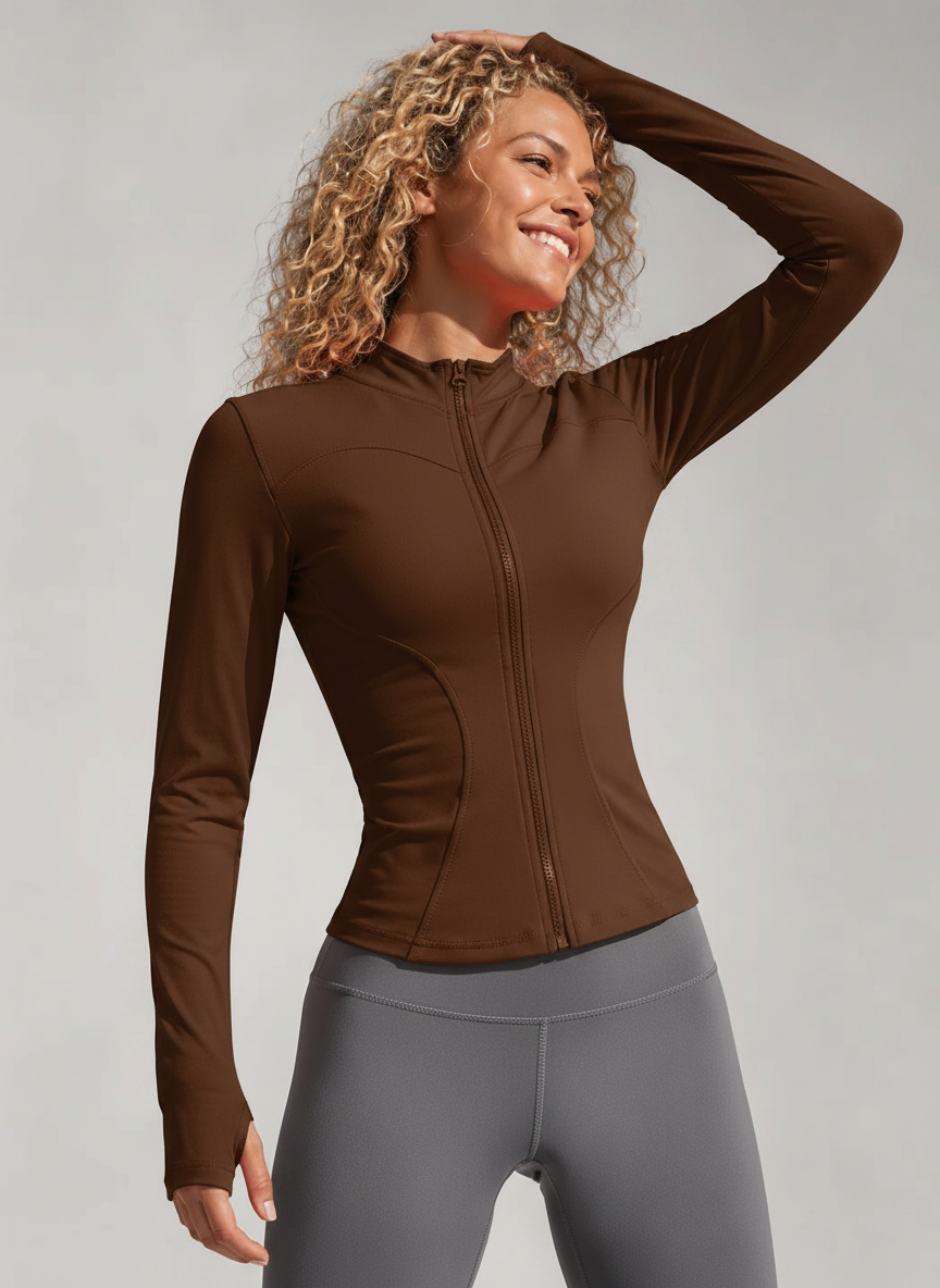 Aurelia Sun Sculpt Zip Jacket – Coffee, AU 8