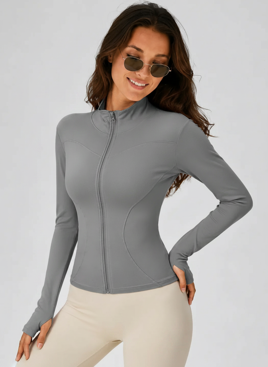 Aurelia Sun Waist Cinch Zip Jacket – Grey, AU 8