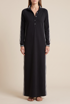 Harper Contrast Trim Sweatshirt Maxi Dress in Black by Aurelia Sun