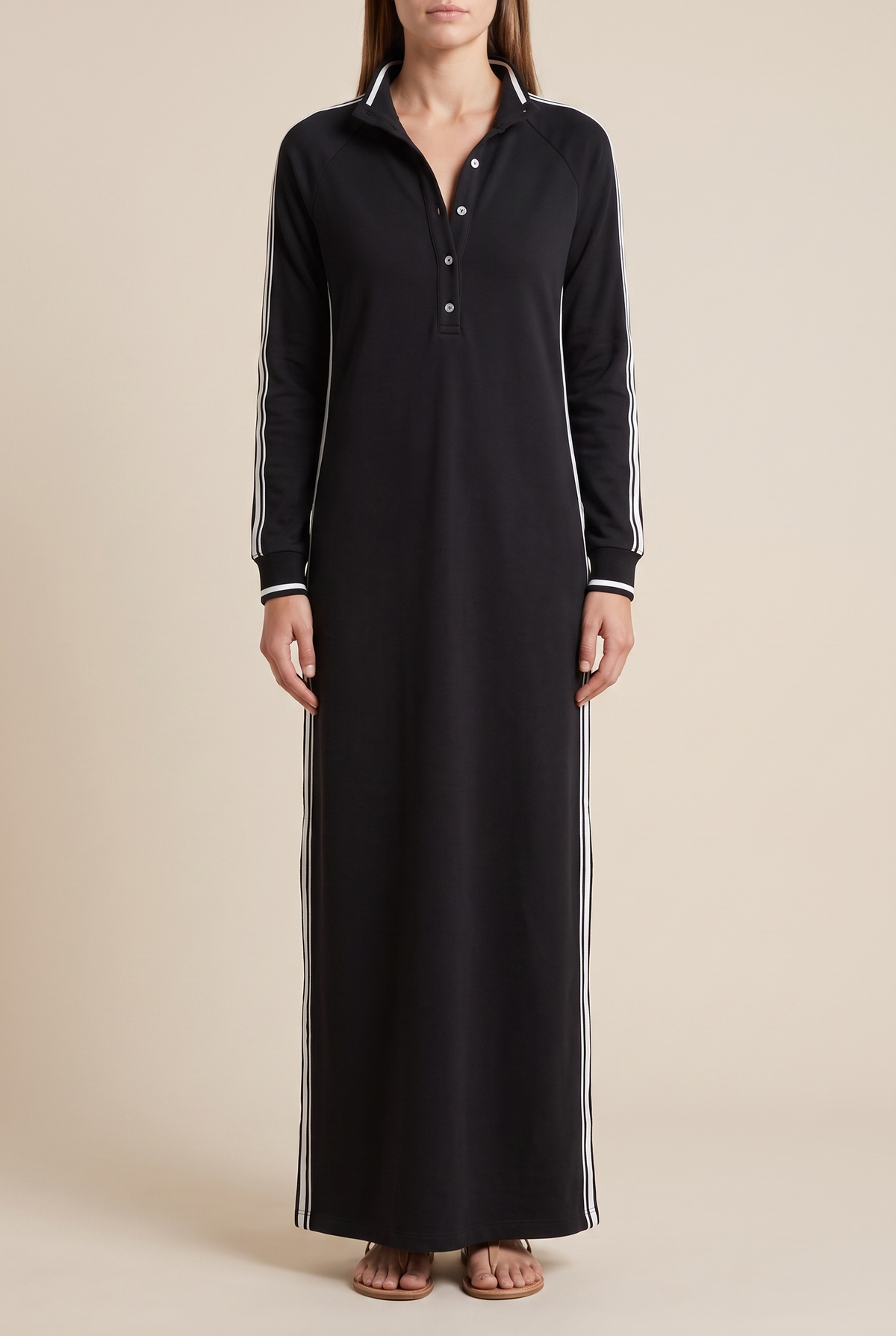Harper Contrast Trim Sweatshirt Maxi Dress in Black by Aurelia Sun