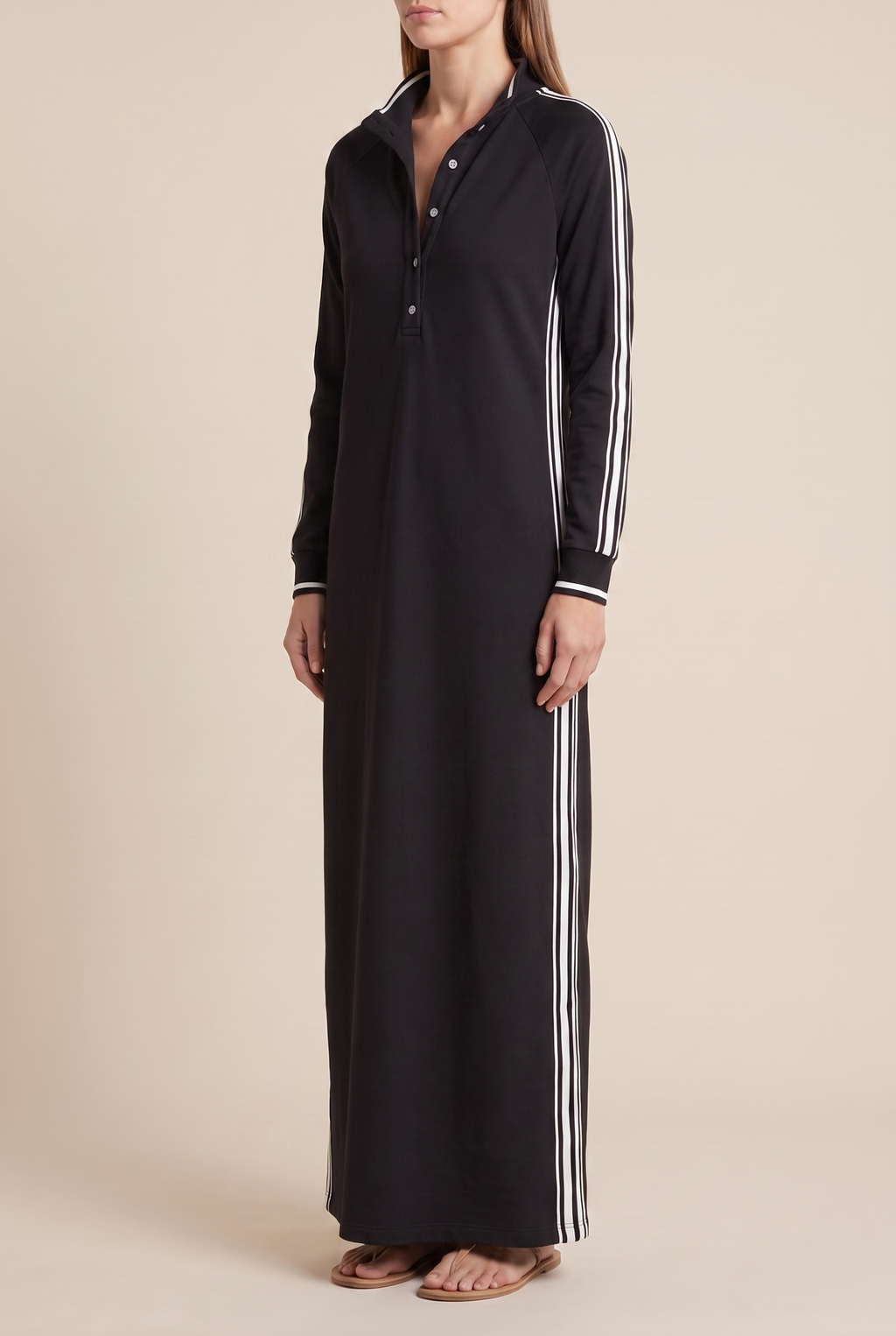 Harper Contrast Trim Sweatshirt Maxi Dress in Black by Aurelia Sun