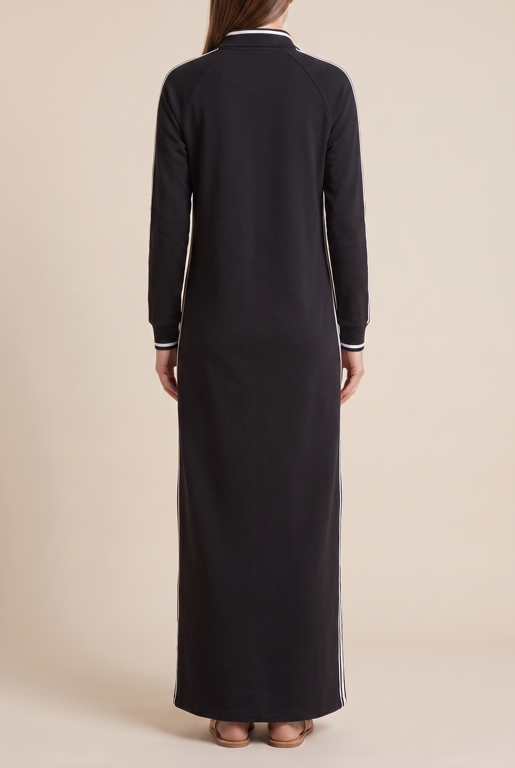 Harper Contrast Trim Sweatshirt Maxi Dress in Black by Aurelia Sun