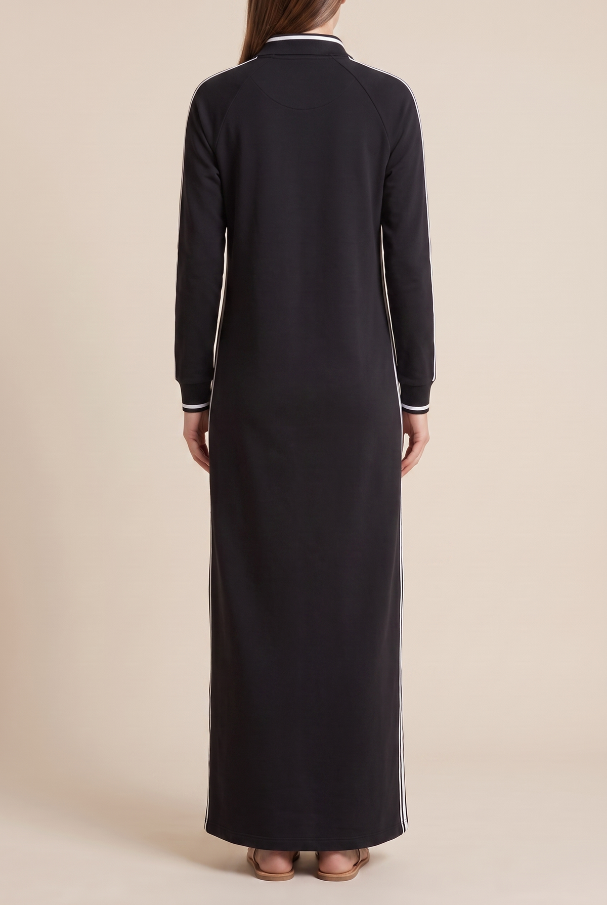 Harper Contrast Trim Sweatshirt Maxi Dress in Black by Aurelia Sun