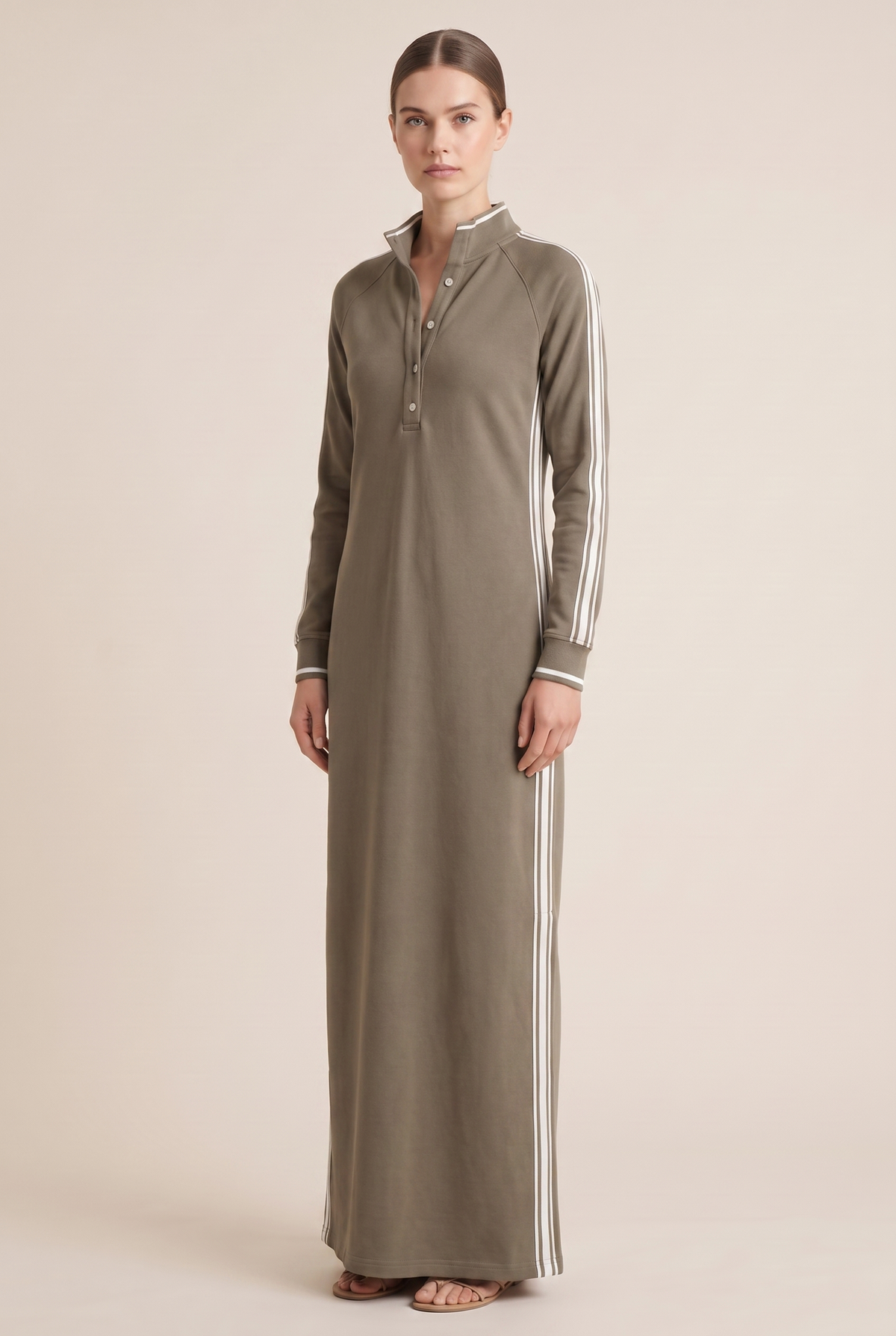 Harper Contrast Trim Sweatshirt Maxi Dress in Black by Aurelia Sun