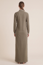 Harper Contrast Trim Sweatshirt Maxi Dress in Khaki by Aurelia Sun