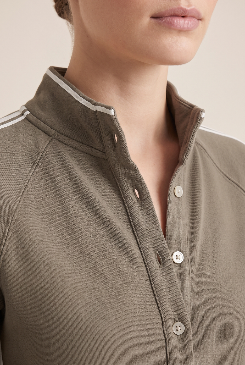 Harper Contrast Trim Sweatshirt Maxi Dress in Khaki by Aurelia Sun