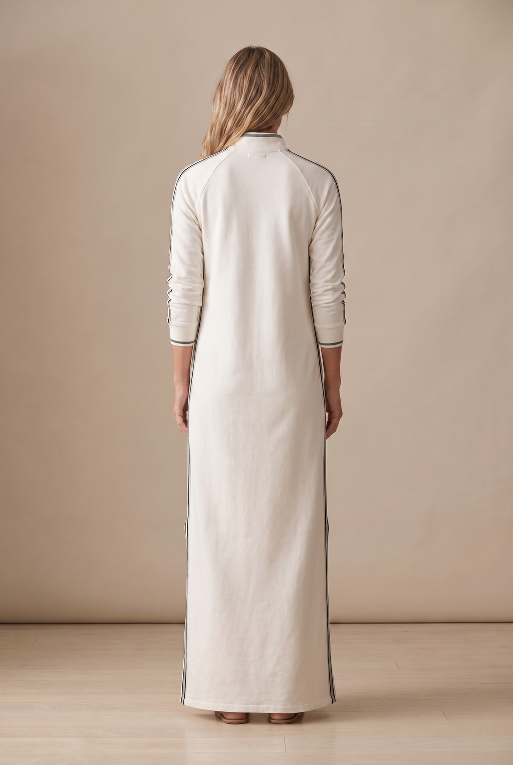 Harper Contrast Trim Sweatshirt Maxi Dress in Khaki by Aurelia Sun
