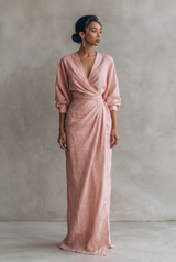 Mira Linen Blend V Neck Maxi Dress