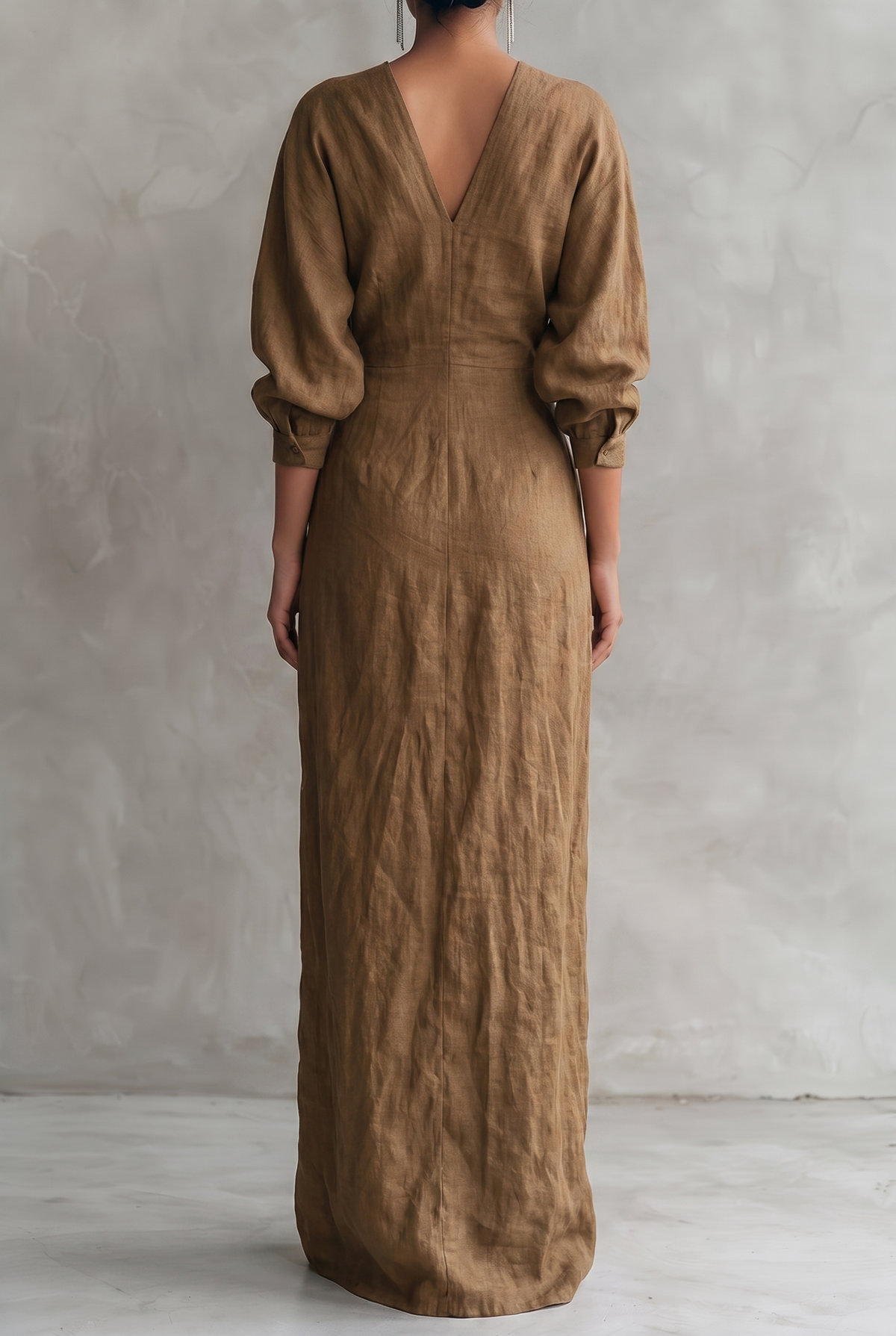 Mira Linen Blend V Neck Maxi Dress in Pink by Aurelia Sun
