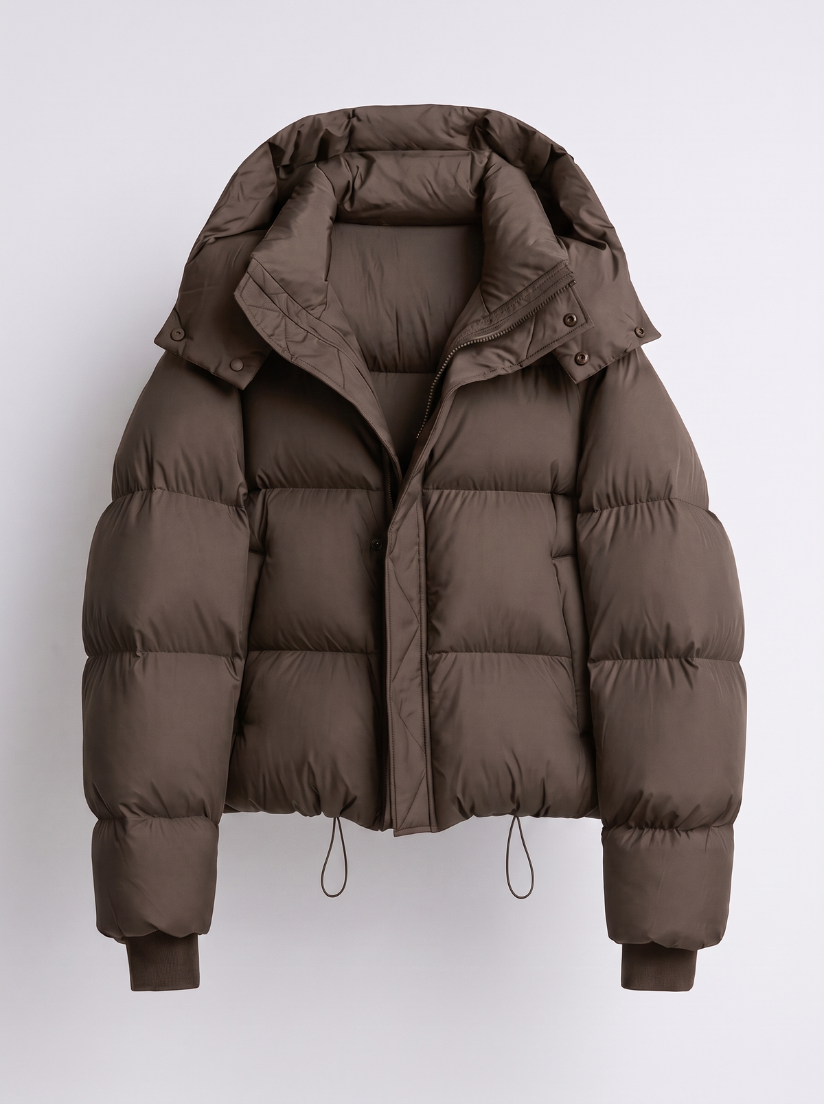 Women's Oversized Hooded Puffer Jacket – Brown