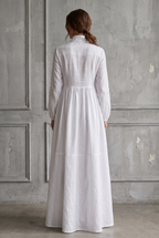 Noa Patchwork Cotton Linen Maxi Dress in White by Aurelia Sun