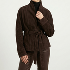 Marielle Suede Wrap Jacket in Brown by Aurelia Sun