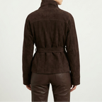 Marielle Suede Wrap Jacket in Brown by Aurelia Sun