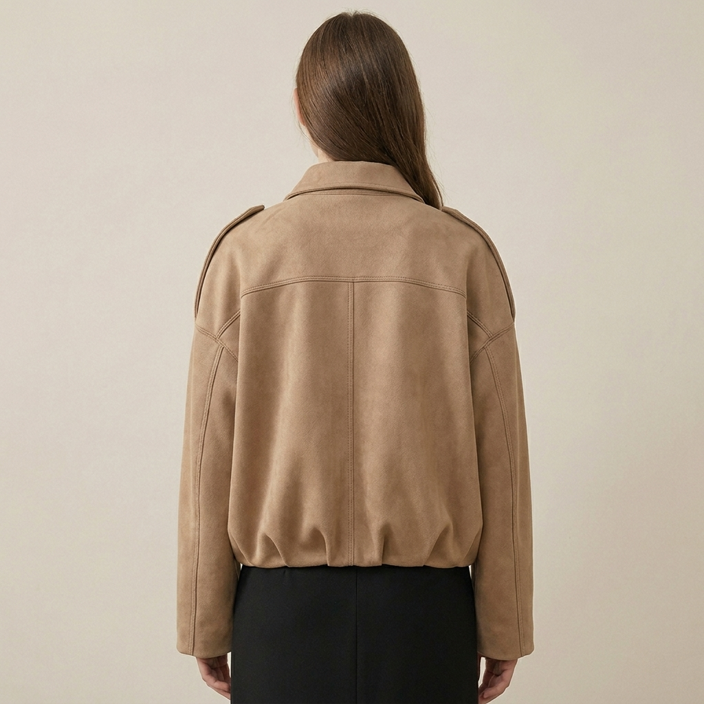 Romy Cropped Bomber Jacket in Khaki by Aurelia Sun