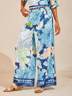 Bell Flower Satin Wide-Leg Pants in Light Yellow by Aurelia Sun