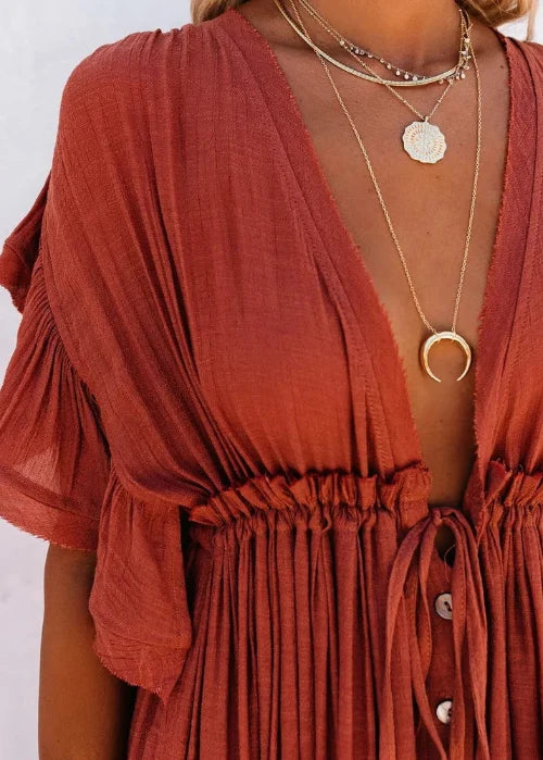Holly Brick Drawstring Cover-Up