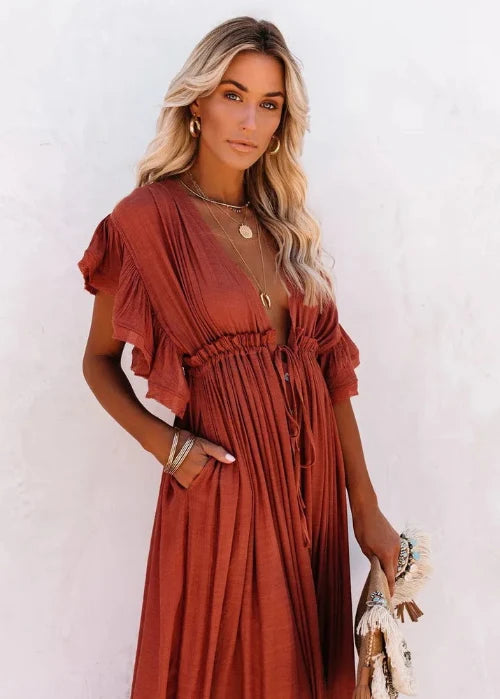 Holly Brick Drawstring Cover-Up