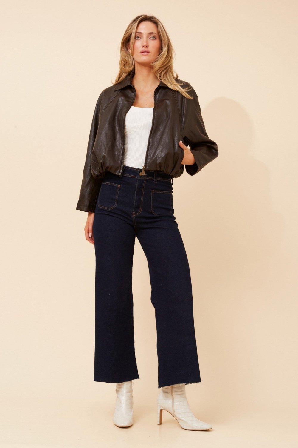 Hughie Vegan Leather Jacket - Aurelia Sun